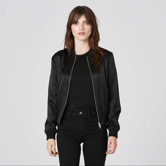 Selfe Jackets & Blazers - Silky Black Bomber Jacket NWT